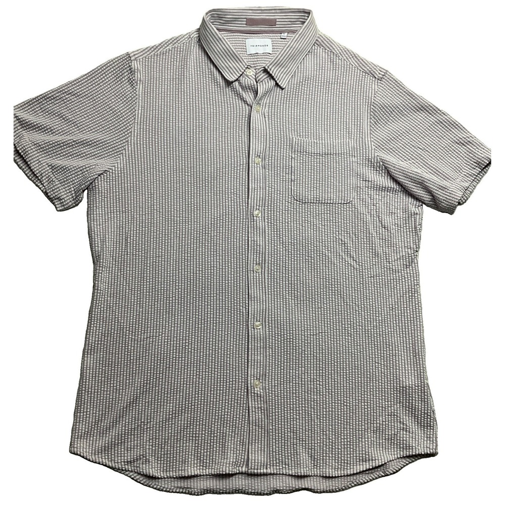 7 Diamonds Mens Purple Short Sleeve Full Buttoned Up Shirt Size L - Picture 1 of 6